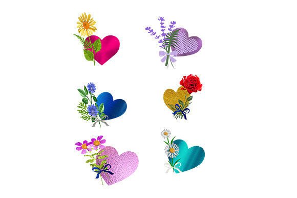 6 Hearts & Flowers: Versatile Clipart for Creative Projects