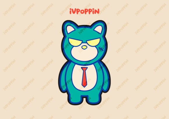 Cute Funny Blue Bear: Your New Go-To Retro Design Asset