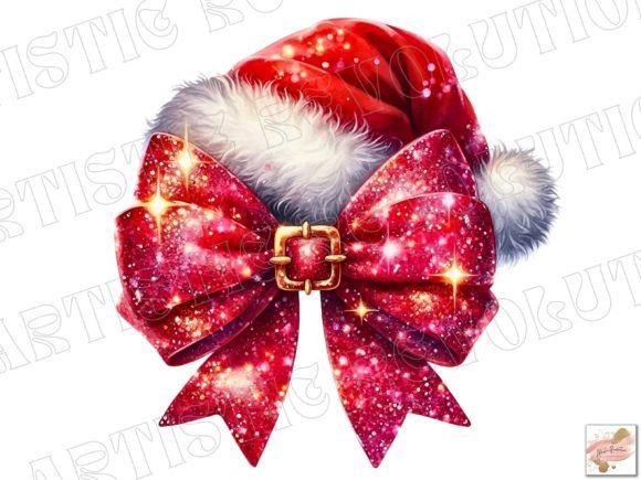 Festive Christmas Hat Coquette Bow PNG: Design with Flair