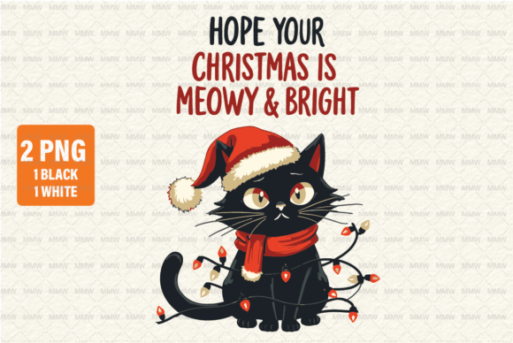 Funny Christmas Animal PNG Meowy Cat PNG: A Festive Design Asset