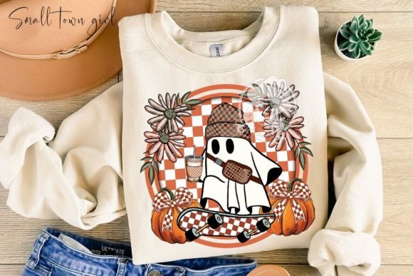 Halloween Retro Checkered Boo Ghost: A Vintage Asset