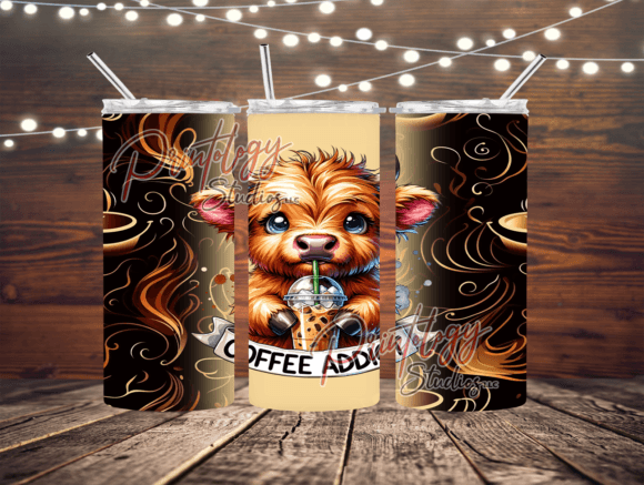 Highland Cow Coffee Addict Tumbler Wrap: Your Next Favorite Design Asset