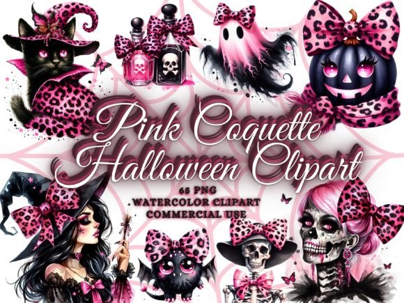 Pink Coquette Halloween Clipart: Aesthetic Meets Spooky
