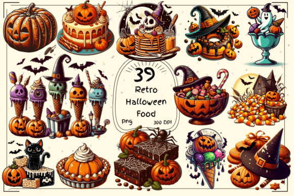 Retro Halloween Food Clipart: A Vintage Visual Feast