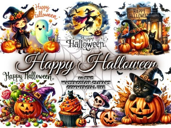 Unleash Spooky Creativity: Halloween Clipart Bundle Ghost Witch PNG