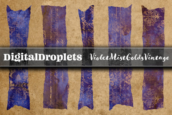 Violet Mist Golds: 180 Washi Tapes for Digital Craft